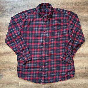 Croft & Barrow Casual Button Down Mens XXL Red Plaid Rugged Flannel Shirt